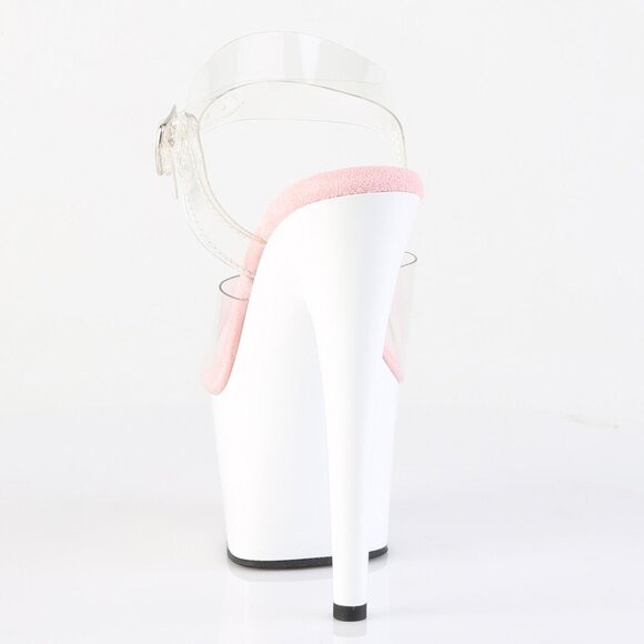 Clear Platform Heels with Pink Insole | Stiletto Strappy Sandals - Picture 4 of 5